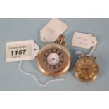 A 14K gold ladies fob watch plus a 10ct gold plated Waltham half hunter pocket watch