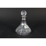 A modern cut glass silver collared decanter, hallmarked Birmingham 2000,