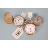 Three rolled gold pocket watches including a low profile Grosvenor