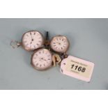 Three silver cased ladies fob watches