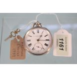 A late 19th Century silver cased pocket watch by S Salkind of Norwich (as found,