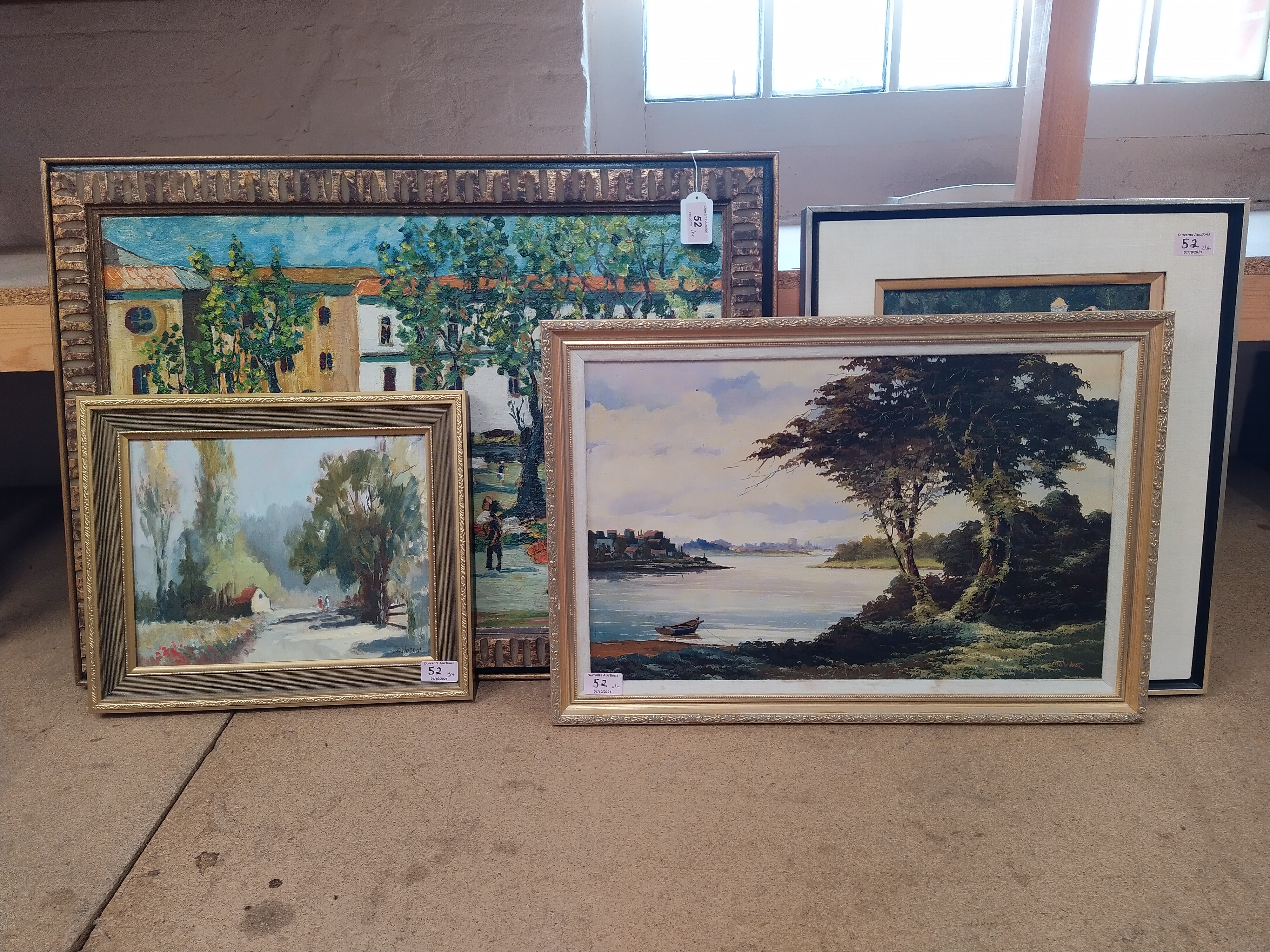 Four various oil paintings including D.C.