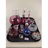 A collection of mixed glassware including Langham, Dartington,