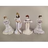 Four limited edition Coalport figurines including Cleopatra, Louisa at Ascot,