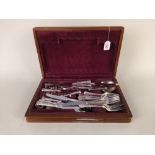 A canteen of Kings pattern silver plated cutlery in wooden box