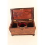 William IV mahogany sarcophagus shaped tea caddy