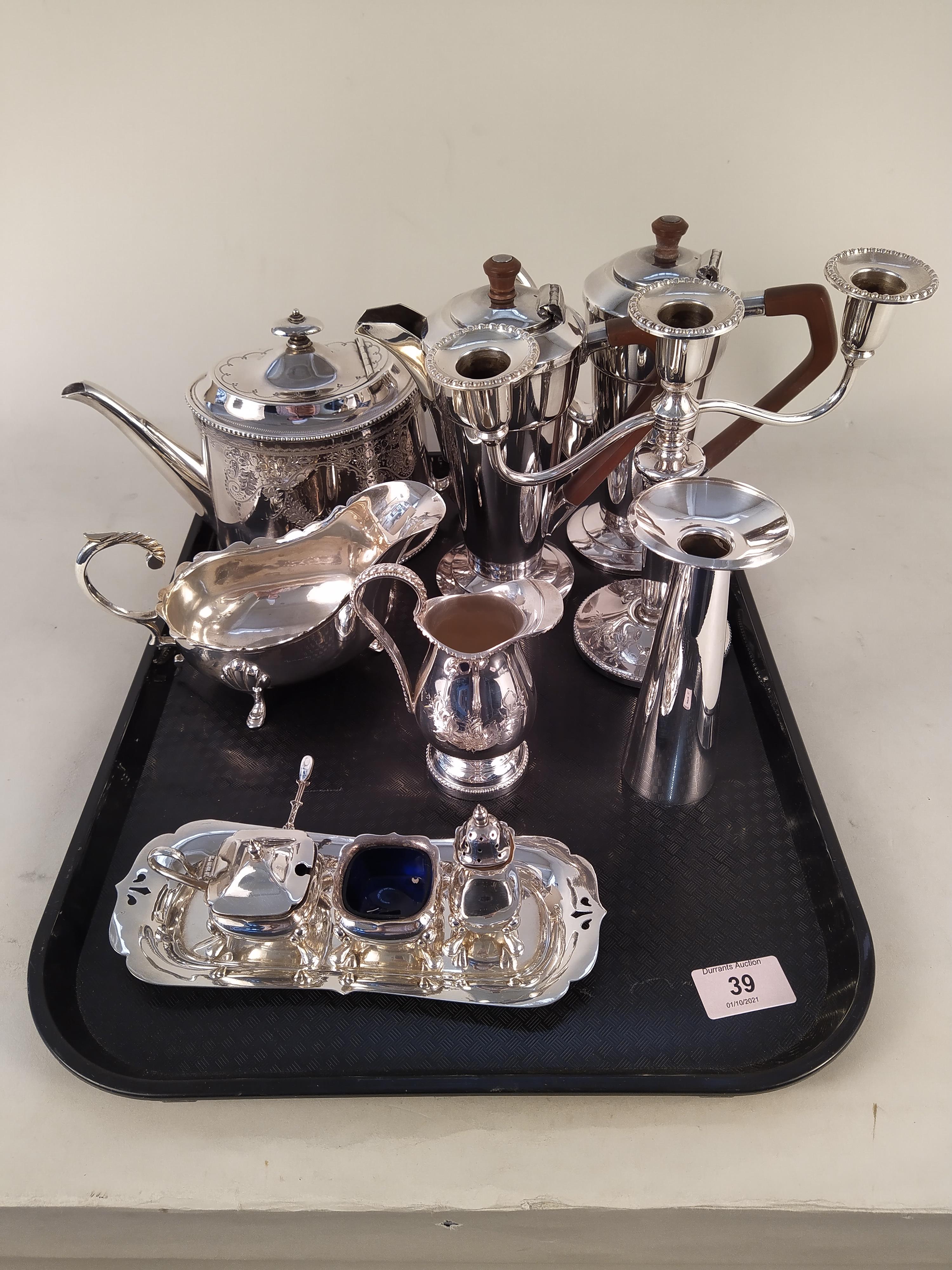 A quantity of good quality silver plated wares including a pair of Art Deco Walkers & Hall tea and