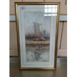 Simon T Trinder watercolour "The Old Windpump",