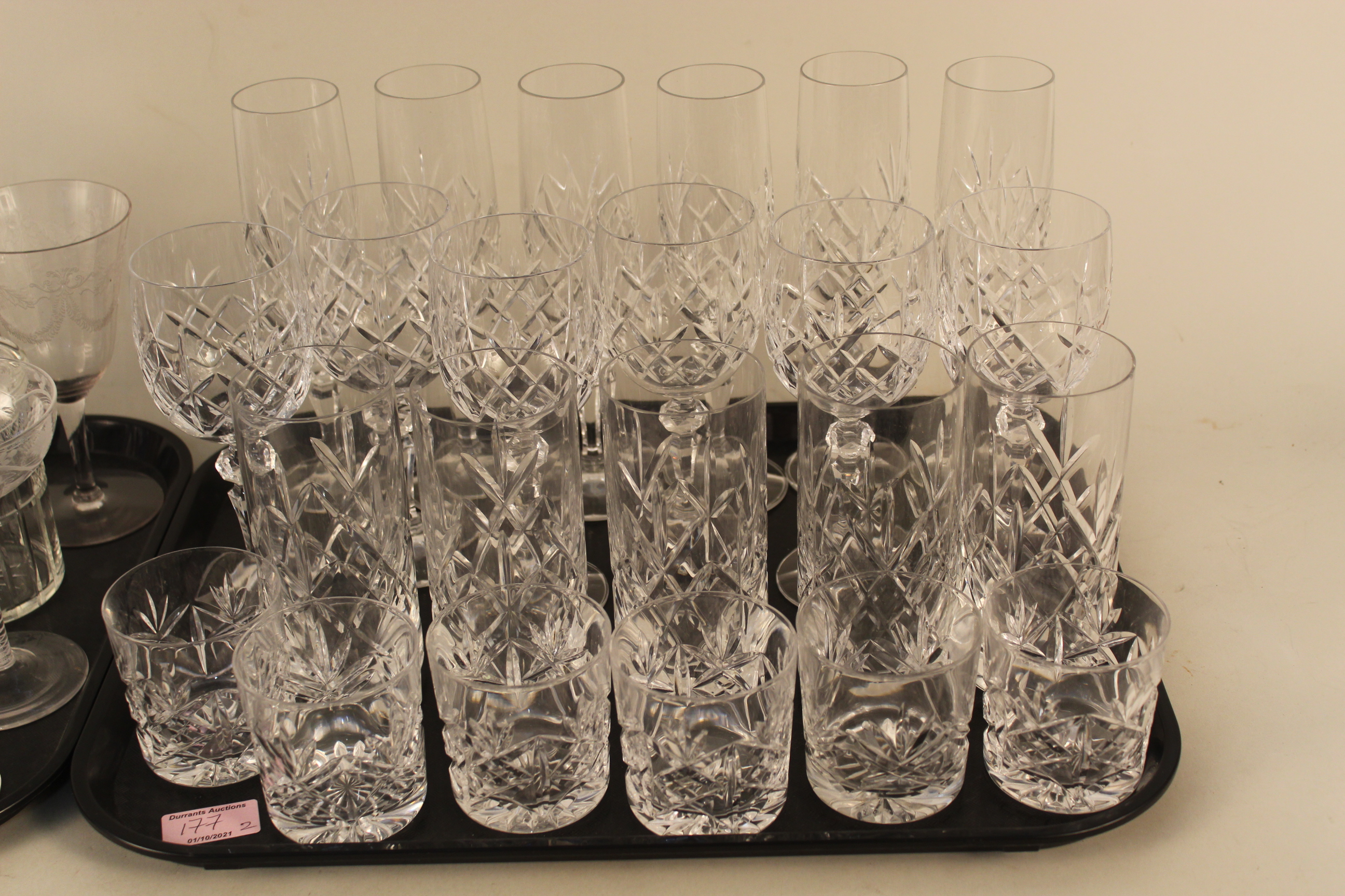 A large quantity of assorted glassware including cut glass hock and wine glasses, - Image 2 of 3