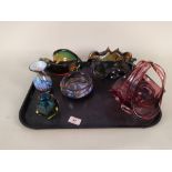 Six pieces of assorted Art Glass dishes and bowls including Wedgwood,