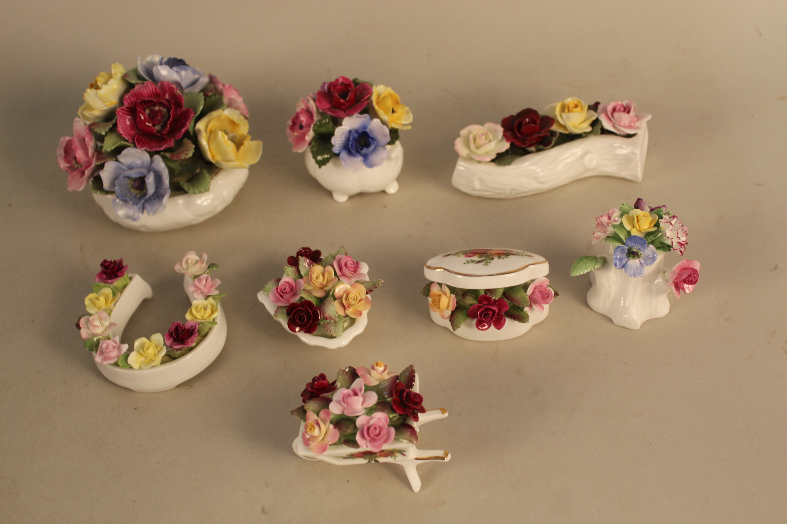 A selection of Chokin ware including lidded vases together with ceramic posies in Royal Albert, - Image 4 of 4