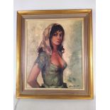 A vintage c1970's oil on canvas of a young girl, signed by the artist,