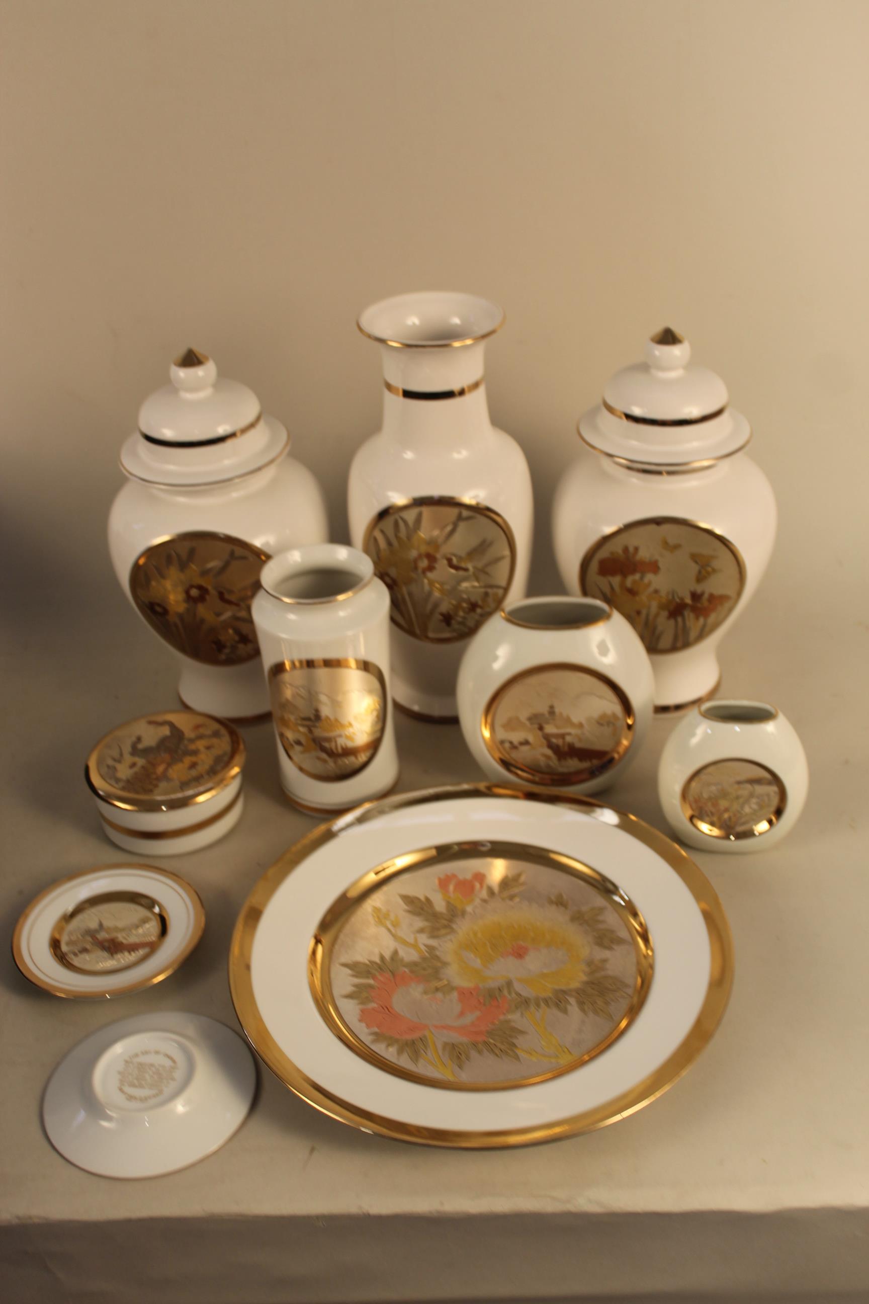 A selection of Chokin ware including lidded vases together with ceramic posies in Royal Albert, - Image 2 of 4