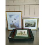 A framed print of a partridge in flight 31cm x 44cm together with a limited edition print "Rules of