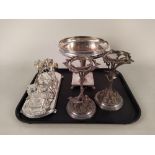 A quantity of mixed silver plated wares including a Mappin & Webb boiled egg, toast and cruet set,
