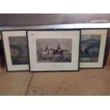 Three framed hunting prints 39cm x 29cm "Taking Water",