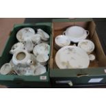 Two boxes with Japanese Sone china dinner and tea wares, including meat dishes, tureen teapot etc,