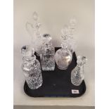 A vintage heavily cut crystal glass claret jug with stopper,