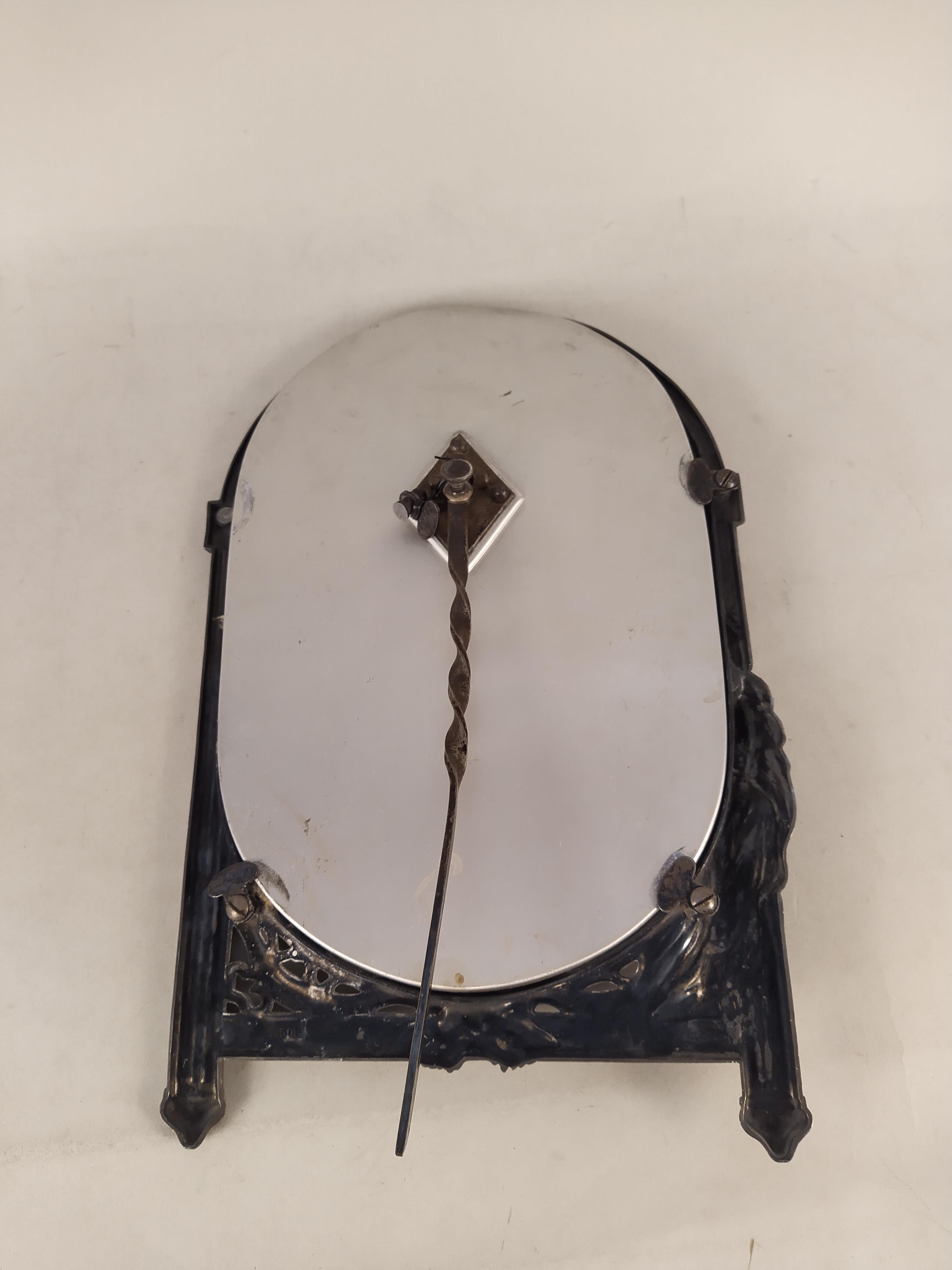 An Art Nouveau style white metal oval framed mirror, - Image 3 of 3