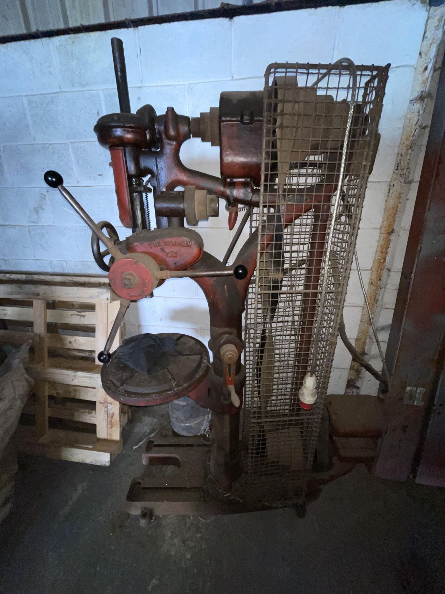 The Denbigh 3 phase Pillar Drill, belt driven, working order but belt slips, M66B, Serial Y33745, - Image 2 of 6