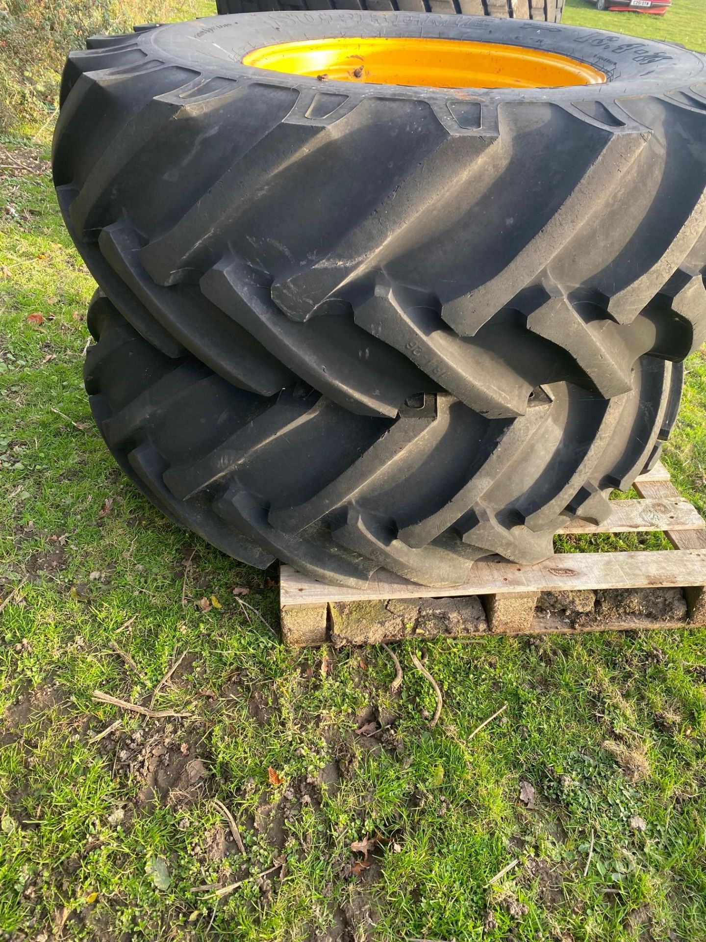 Pair of 18.4 r26. Stored near Goring Heath, Reading. No VAT on this lot.