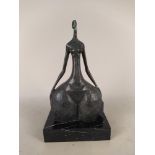 An unusual bronze sculpture, pad mark to rear 'Bronze Garanti Depose France', signed 'Milo' on hip,