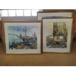 A set of four framed watercolours of construction work on Castle Mall development 1990/3 by Kay