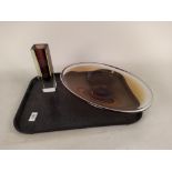 A Whitefriars amber to clear dish 39 1/2cm plus a clear to amethyst vase,