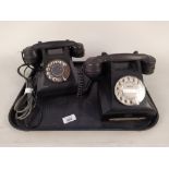 A vintage Siemans Brothers London Bakelite telephone (lacking pull out address drawer) plus one