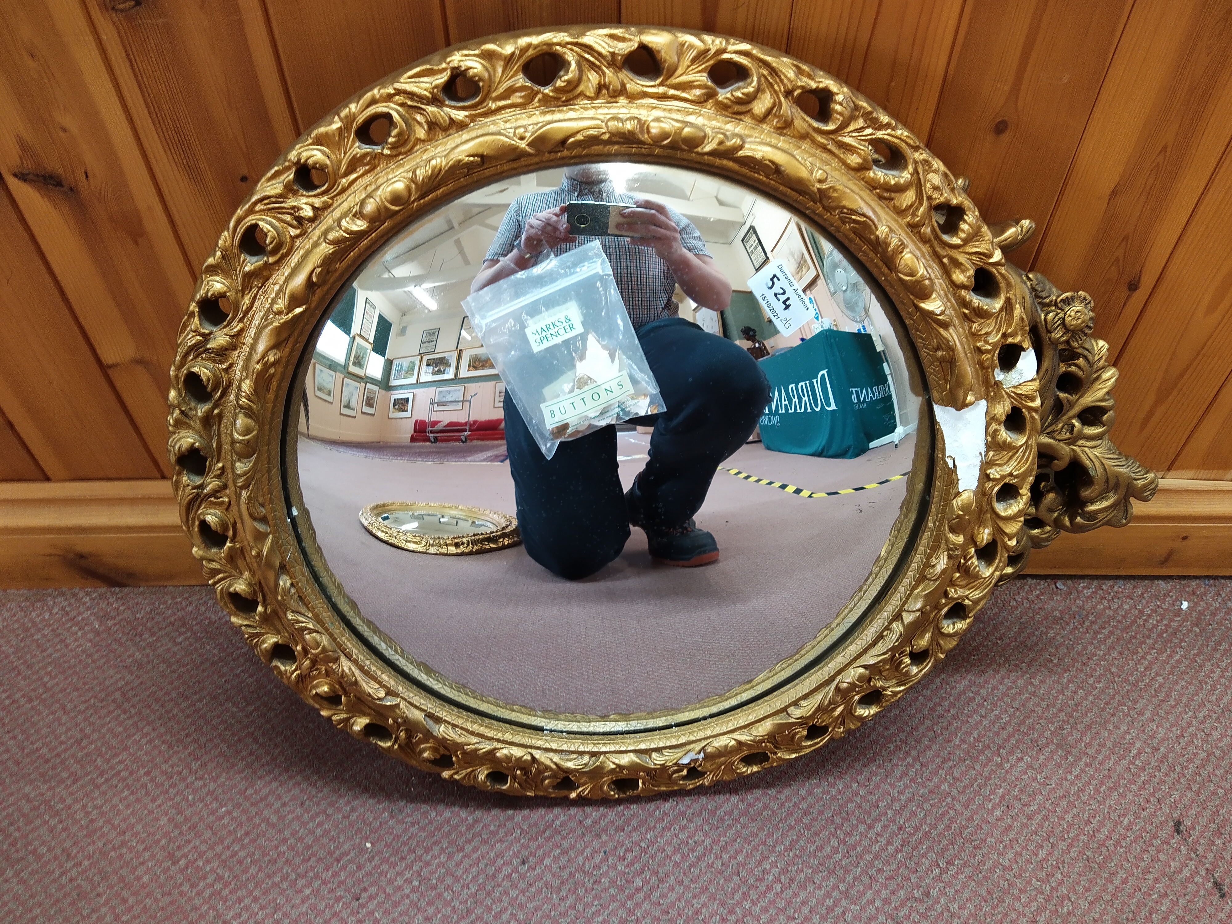 Two round and one oval gilt framed mirrors, - Image 2 of 3