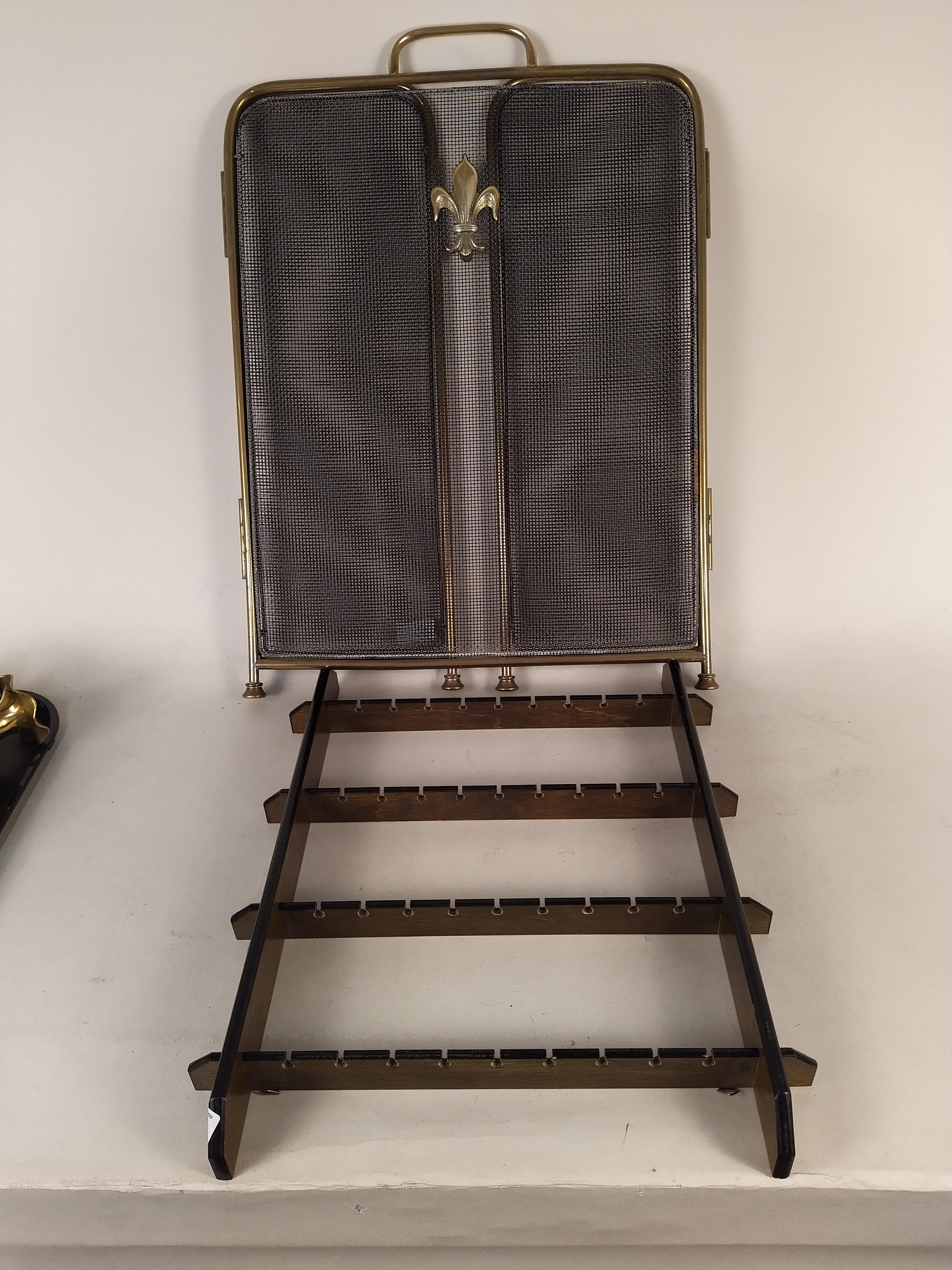 A folding brass fire screen, a spoon collectors rack, - Image 3 of 3