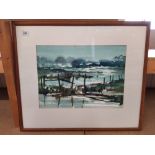 Peter Atkin framed watercolour, label verso 'Flood of the Tove',