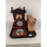 A large vintage wooden cased mantel clock,