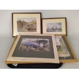 A framed watercolour of a lake and mountain scene in the manner of Philip Sheppard, not signed,