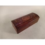 An antique inlaid yew wood Killarney ware box,