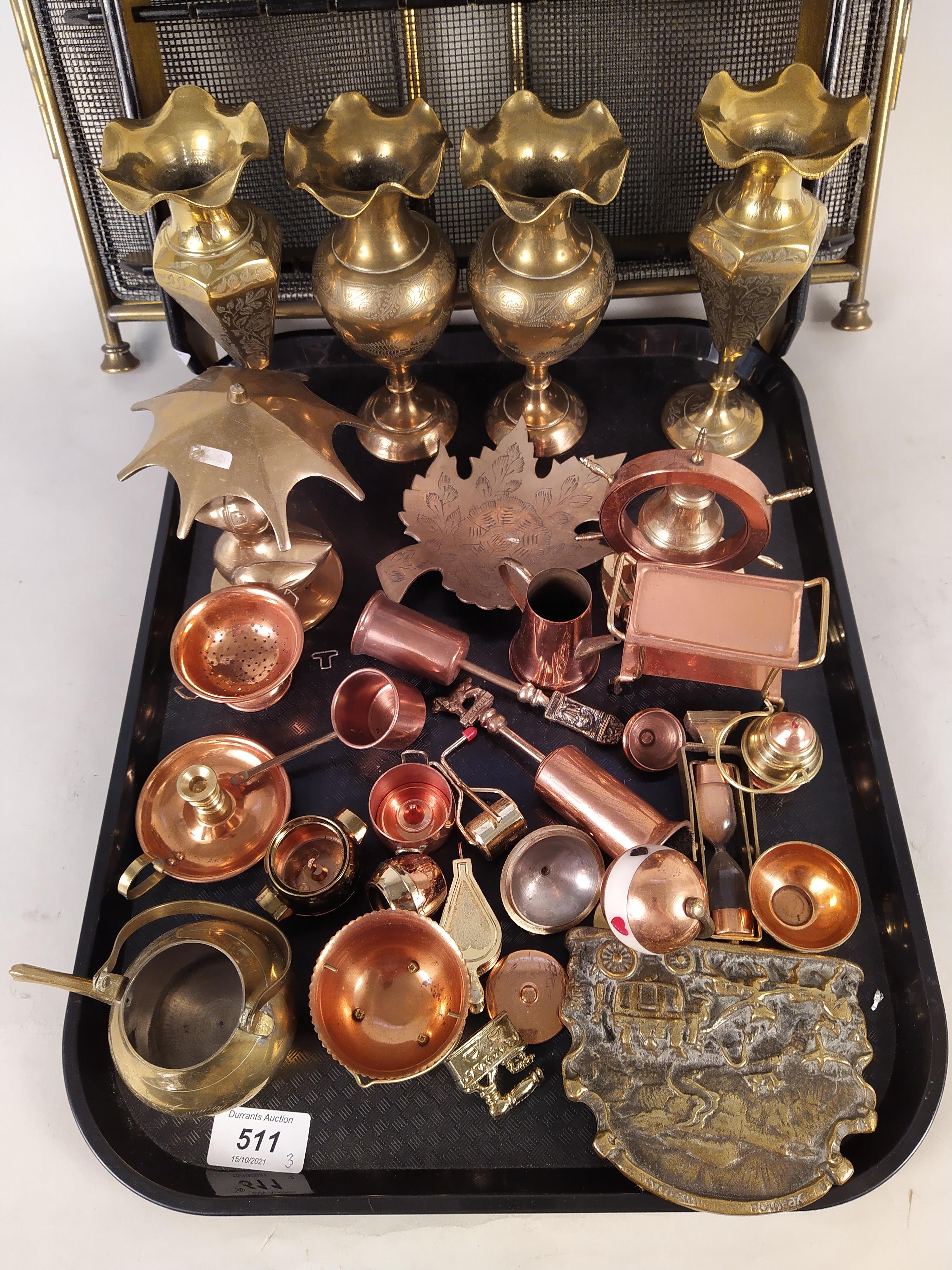 A folding brass fire screen, a spoon collectors rack, - Image 2 of 3