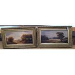 A pair of oils on canvas countryside scenes, one with label verso 'Dereham Common',
