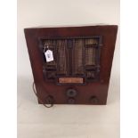 A wooden cased Cossor all electric receiver model 367 radio with Bakelite knobs,
