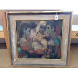 A 1960's/70's oil on board of three figures signed 'Hawke' lower left,