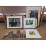 A selection of ten assorted prints including street scenes, humorous,