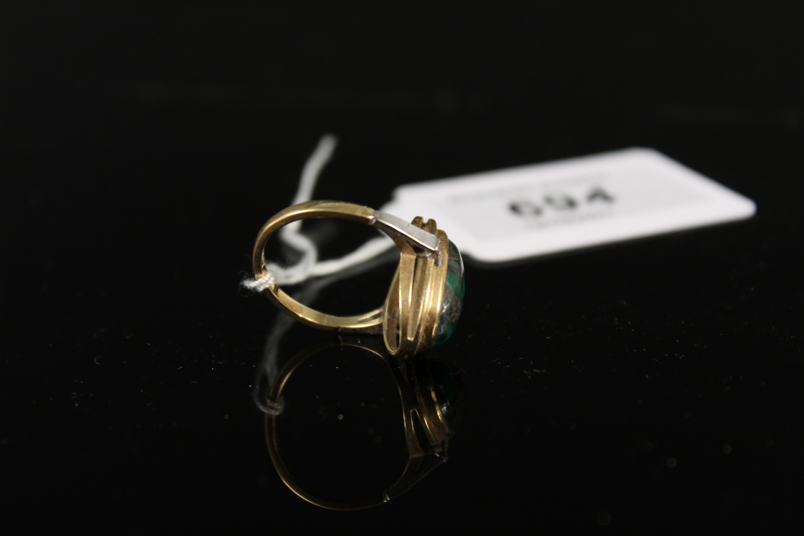 An 18ct gold ring set with oval cabochon turquoise stone, - Image 2 of 3