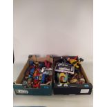 Two boxes of vintage toys and models including Pelham puppets, Noddy,