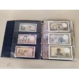 An album of mixed world banknotes including German state money, Russian,