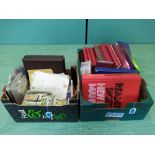 A large box of mixed British and world stamps in part filled albums, loose leaf and container,