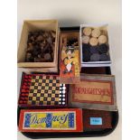 Vintage boxed games including dominoes, chess,