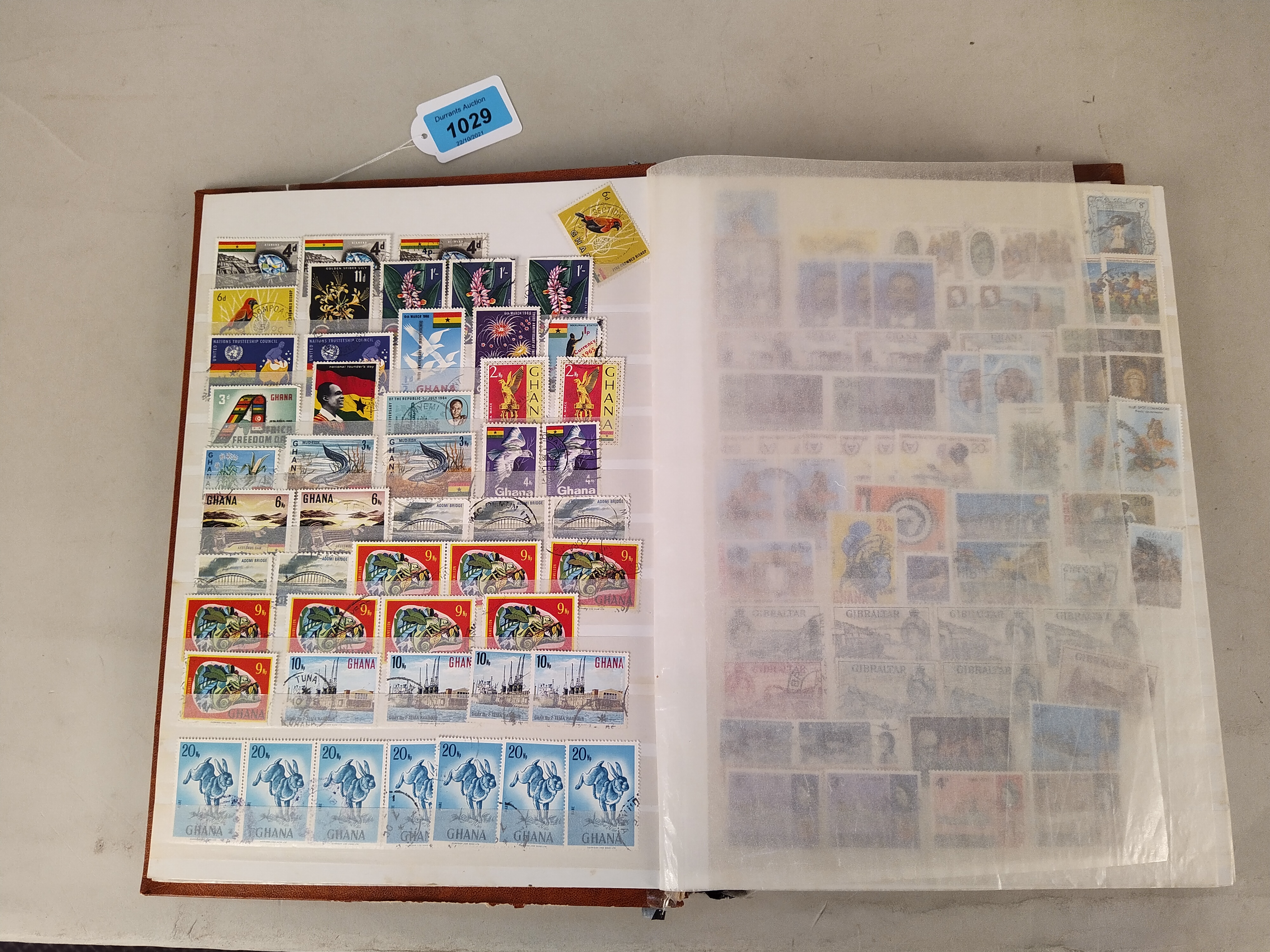 A stock book of commonwealth stamps, part filled including India, Guiana,