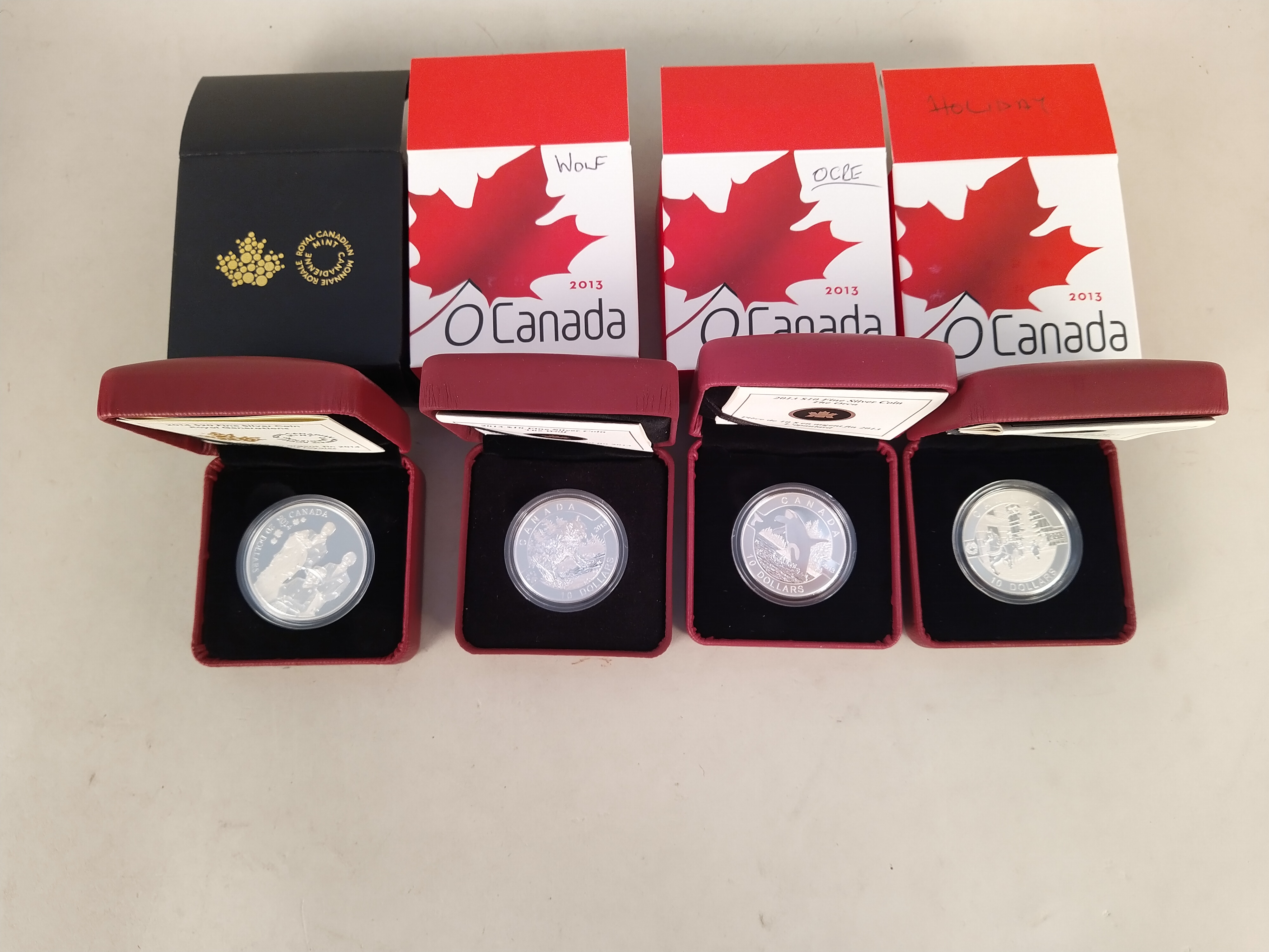 Nine Royal Canadian mint 2013 ten dollar silver coins plus a Canadian mint boxed 20 dollar 2015 - Image 2 of 3