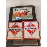 Two c1950's boxed Monopoly with boards plus a similar dated Totopoly with board (all playworn)