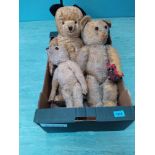 Three vintage Teddy bears, the largest 23 1/2" long with growler, two mohair examples,