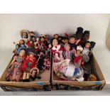 Two boxes of mixed world dolls
